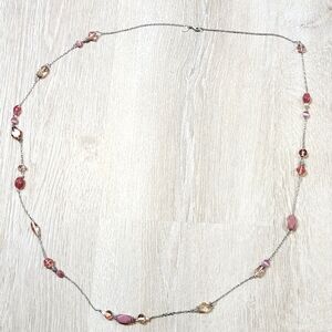 Lia Sophia Elegant Pink and Silver Beaded Necklace